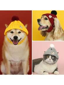 Mũ len mùa đông mềm mại và ấm áp cho thú cưng nhỏ/vừa, phụ kiện quần áo ấm áp cho thú cưng, mũ mùa đông cho chó, mũ mùa đông cho thú cưng, mũ năm mới cho chó, mũ Giáng sinh cho chó, mũ cho chó, mũ Valentine cho thú cưng - Nhiều màu - Xem 6