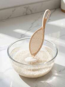 1pc Minimalist Rice Washer Tool, Non-Slip Handle Rice Cleaning Spoon With Draining Board, No Wet Hands Manicure Saver , Multifunctional Food Strainer For Washing Rice Beans Grapes, Detachable & Easy To Clean, Household Essentials - Multicolor - View 2