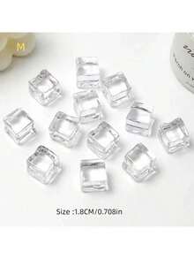 30pcs Realistic Acrylic Ice Cubes, Transparent Fake Ice, Photography Props, Vase Filler Transparent Cubic Photography Props, Square Ice Cube Props, Shooting Props, Model Molds - Transparent - View 5