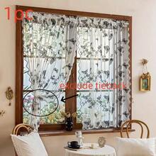 1pc Floral & Butterfly Embroidered Breathable Curtain, Rod Pocket Style, Suitable For Living Room, Bedroom, Balcony, Kitchen Decor