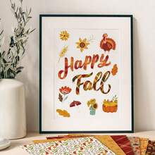 Whaline 24Pcs Fall Thanksgiving Pattern Paper 30x30cm Colorful Fall Leaves Pumpkin Plaid Double-Sided Scrapbook Specialty Paper Folded Flat For DIY Card Making Photo Album Junk Journal Decor - White - View 7
