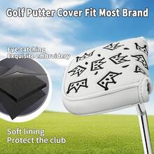 Cheese Crown Design Style Design Style Club Head Cover, Golf Putter Club Cover, Golf Mallet Putter Cover - PU With Advanced Embroidery For Most Brands - Multicolor - View 9