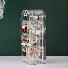 1pc Clear Plastic Jewelry Organizer - Foldable Multi-Purpose Rectangular Earring And Necklace Display Stand, No Power Needed, Jewelry Towers - Multicolor - View 9