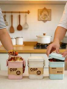 日式便当盒，便携式微波炉适用 - 小麦纤维午餐盒，大容量，适合上班族和学生 - 彩色 - 查看 6