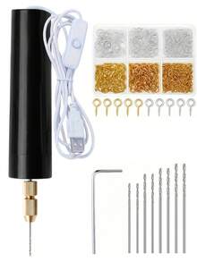 Mini Electric Drill Set - USB Powered Mini Electric Drill Set With Drill Bits, 10pcs/49pcs/110pcs/410pcs/610pcs, Electric Mini Drill With Wrench, Hex Collet Chuck, Resin Casting Mold, DIY Keychain, Crafts Making, Suitable For Resin, Plastic, Wood, Polymer Clay, Jewelry, Pendant Making. Three Combo Sets To Meet Your Different Needs