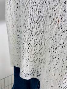Loose Fit V-Neck Sleeveless Crochet Lace Knit Vest, Layering Cover Up - White - View 8