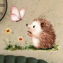 1张可爱刺猬装饰贴纸，清新风格，适用于客厅、卧室、书房、出租房装饰。 - 棕色 - 查看 2