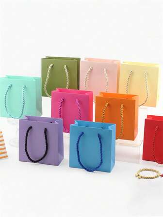 1pc Colorful Tote Bag, Jewelry Packaging Gift Bag, Solid Color Minimalist Gift Wrapping Bag