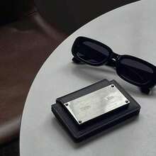 韓国マティンキムカードホルダーデザイナーブランドメタルレタークラシックシンプル実用小銭入れ - 黒いスタンプ - チェックする 2