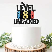 DLevel 8 Unlocked Game Birthday Cake Topper - Video Game Boy's 8th Birthday Game On Party Cake Plies - Gaming Level Up Winner Party Decoration - 8 - Xem 2