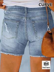 High Quality Plus Size Skinny Denim Shorts, Casual Slim Fit Sexy Booty Shorts For Summer - Light Wash - View 1