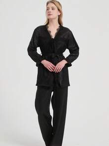 New Women's Fashion Casual Pajamas & Loungewear Set - Black - View 5