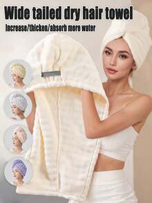 Khăn lau tóc bằng sợi microfiber mềm mại, dày dặn, thấm hút tốt và nhanh khô dành cho nữ, khăn trùm đầu khi ở nhà. - Nhiều màu - Xem 1