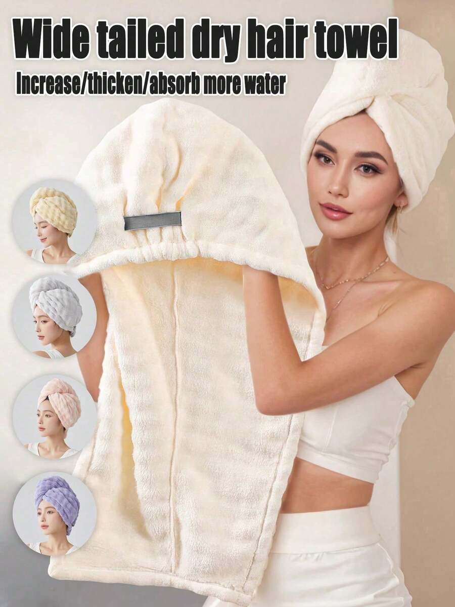 Khăn lau tóc bằng sợi microfiber mềm mại, dày dặn, thấm hút tốt và nhanh khô dành cho nữ, khăn trùm đầu khi ở nhà. - Nhiều màu - Xem 1