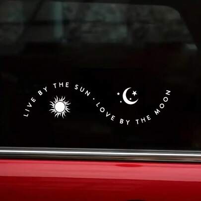 The Love Between Sun And Moon - Bohemian Style Sun And Moon Pattern Car Decals, Mirror Decorative Stickers And Outdoor Decorative Stickers, Car Stickers, Driving Stickers, Car Rearview Mirror Stickers, Female Rearview Mirror Sticker, Vinyl Sticker