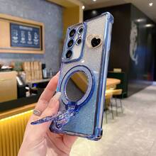 Rhinestone Butterfly Hidden Stand New Electroplated Edge Shockproof Phone Case + DIY + Glitter Card + Electroplated Glitter Hidden Stand - Suitable Compatible With Iphone 16/15 ProMax, A35/A15/S24/S25, Applicable To Apple, , , Moto/Redmi Note 14 - Blue - View 3