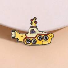 Yellow Submarine Enamel Badge - Zinc Alloy Music Badge, Can Be Used As Brooch On Bags, Clothes, Women's Brooches, Lapel Pins, Scarf Clips, Perfect Gift For Music Fans - Tank Brooch - View 1