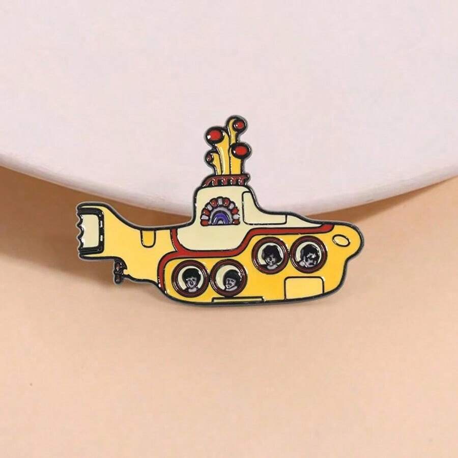 Yellow Submarine Enamel Badge - Zinc Alloy Music Badge, Can Be Used As Brooch On Bags, Clothes, Women's Brooches, Lapel Pins, Scarf Clips, Perfect Gift For Music Fans - Tank Brooch - View 1