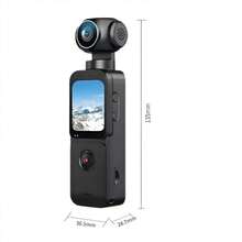 5K Vlog相机，便携式相机，直播相机，口袋大小，带外置麦克风和270°旋转镜头 - 适用于Vlog、户外活动、旅行和骑行的紧凑型视频录像机 - 32GB存储空间，1000mAh电池，MP4录制，手动模式图像防抖 - 彩色 - 查看 3