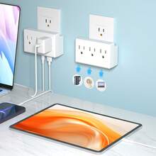 Buy One Get One Free ! This Ultra-Compact 6-In-1 Wall Socket Is Small And Portable, Featuring 3 AC Ports, 2 USB Ports, And 1 Type-C Port. - US B Type Plug(110-127V) - View 7