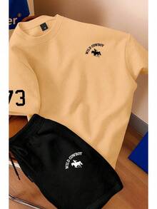Men's T-Shirt And Shorts Set - New Summer Collection - Modern - Premium Cotton - 米色 - 查看 1
