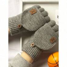 1 Pair Of Comfortable Thick Knitted Spring Gloves Spring Fingerless Gloves For Men Women - Mittens Finger Wool Gloves With Flip Touch Screen Compatible Soft And Breathable - Hand Washable Unisex Accessories Spring Gloves - A - Xem 6