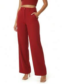 WUUW FASHION Women's Tailored Asymmetrical Top Set, Irregular Crop Top And Trousers, Stylish Summer Casual Outfit 2025 NEW - Đỏ - Xem 8