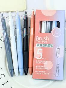 5pcs/Set Retro High Saturation Bordeaux Red 0.5mm Ballpoint Pens, Suitable For Back To School Season, Learning Supplies, Cute Stationery, Campus Color Scheme, Writing Tools, Unique Gifts, Affordable Price, Cool Decoration, Ideal Choice For Back To School Season - Multicolor - View 12