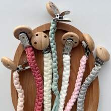 1 pieza Chupete de dentición de bebé hecho a mano a ganchillo con correa elástica para chupete - cordón trenzado - Ver 8