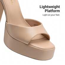 Women Chunky High Heeled Sandals 2026 New Spring Summer Sexy Open Toe Ankle Strap Super High Heel Sandals Suitable For Party Runway - 裸色 - 查看 7