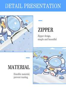 2/3pcs Kids Customized Bedding Set (1 Double-Sided Duvet Cover + 1/2 Single-Sided Pillowcase), 100% Polyester, Digital Printed Astronaut Pattern, Personalized Gift For Boys And Girls, Bedroom Decor - Multicolor - View 5