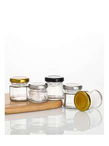 20pcs Frasco De Vidrio Mini Miel Hexagonal 45 Ml Con Tapa, 30 mini tarros de miel de vidrio con tapas, adornos dorados, papel de desecho para miel, especias, mermeladas y velas. Regalos, Bodas - 20 dispensadores de miel de 45 ml - Ver 4