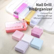 40/49 Hole Nail Drill Bit Storage Box, Dust-Proof Nail Drill Bit Base, Nail Drill Bit Display Rack, Cleaning Box, Salon Manicure Tool - Multicolor - View 1