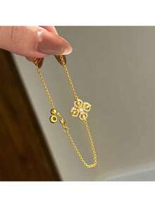 清新甜美四叶草花纯银手链，闪亮叠戴，小巧精致，散发迷人香气，女士配饰 - 四葉草手鍊 - 查看 4