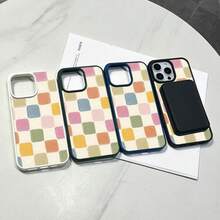 Chic Magnetic Case For IPhone11/12/13/14/15/16/Promax Colorful Square Pattern MagSafe Ready, Anti-Slip, Ultra Thin |   Aesthetic Touch For Daily Use KAWE - 灰色 - 查看 8