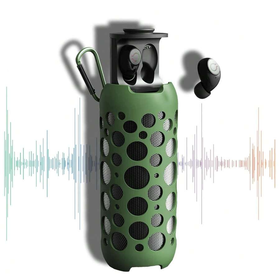 Bocina Bluetooth para Exteriores, Bocina Portátil con Auriculares Bluetooth, Bocina Inalambrica con Luz LED de Colores, Mini Bocina Perfecta para Viajes al Aire Libre, Playa, Fiesta Pequeña - Verde - Ver 1