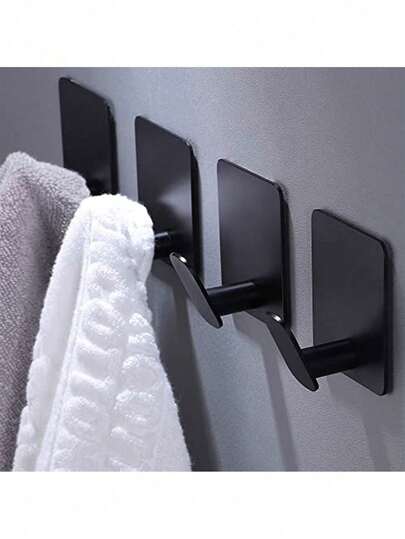 2-Pack Adhesive Towel Hooks/Bathroom Wall Hooks - Black/Silver Heavy Duty Self-Adhesive Hooks, Suitable For Hanging Bathrobes, Coats, Clothes, Towels/Cloth Hooks, Wall Hooks, Stainless Steel 4-Pack For Bathroom Or Kitchen, Valentine's Day Gifts, Wall-Mounted Coat Racks, Key Hooks.