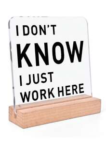 1pc Humorous Self-Deprecating Style Office Theme Acrylic Ornament Sign With Wooden Base, Funny Desk Sign, Interesting Colleague & Friend Gift, Suitable For Desktop, Office, Shelf, Rest Area Decoration - Multicolor - View 12