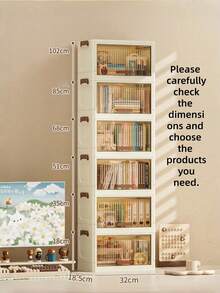 5-Layer Stackable Plastic Storage Box With Lid - Wardrobe Organizer Cabinet, 32-Inch Wide Foldable Box, Collapsible Storage Container, Craft Organizer Box, Suitable For Home, Pantry, Office, Dorm (No Wheels) - Transparent - View 2