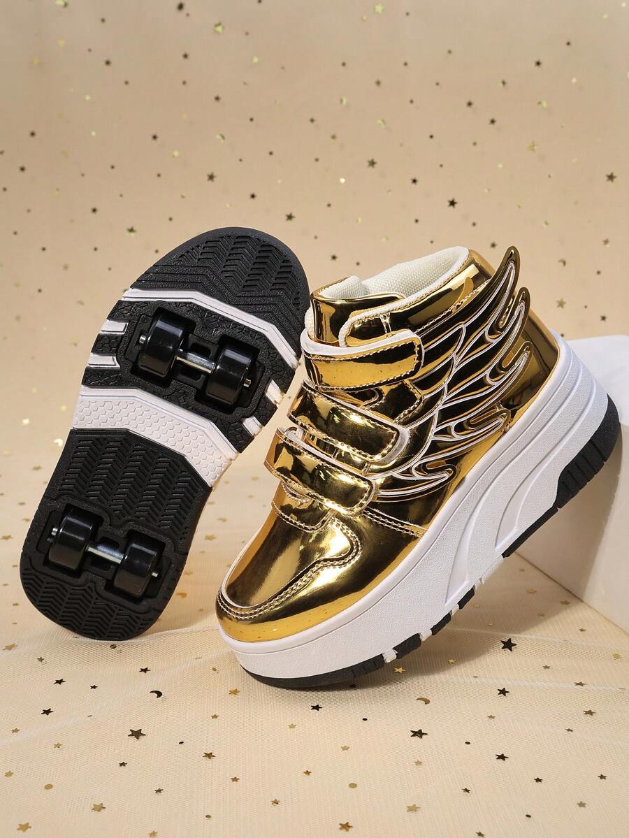 Children's 4-Wheel Roller Shoes, Detachable Roller Skates, Outdoor Sports Shoes, Unisex Casual Shoes - Gold - View 1