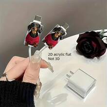 腊肠犬造型防咬数据线保护套，适用于苹果、Type-C 等手机数据线，防止断裂和刮擦 - 無色 - 查看 3