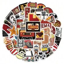 50 pièces Autocollants vintage de graffiti, autocollants décoratifs pour bouteilles d'eau, casques, bagages, vélos, planches à roulettes et plus encore - Multicolore - Voir 1