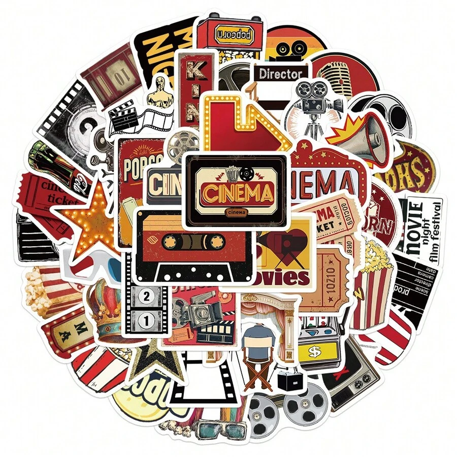 50 pièces Autocollants vintage de graffiti, autocollants décoratifs pour bouteilles d'eau, casques, bagages, vélos, planches à roulettes et plus encore - Multicolore - Voir 1