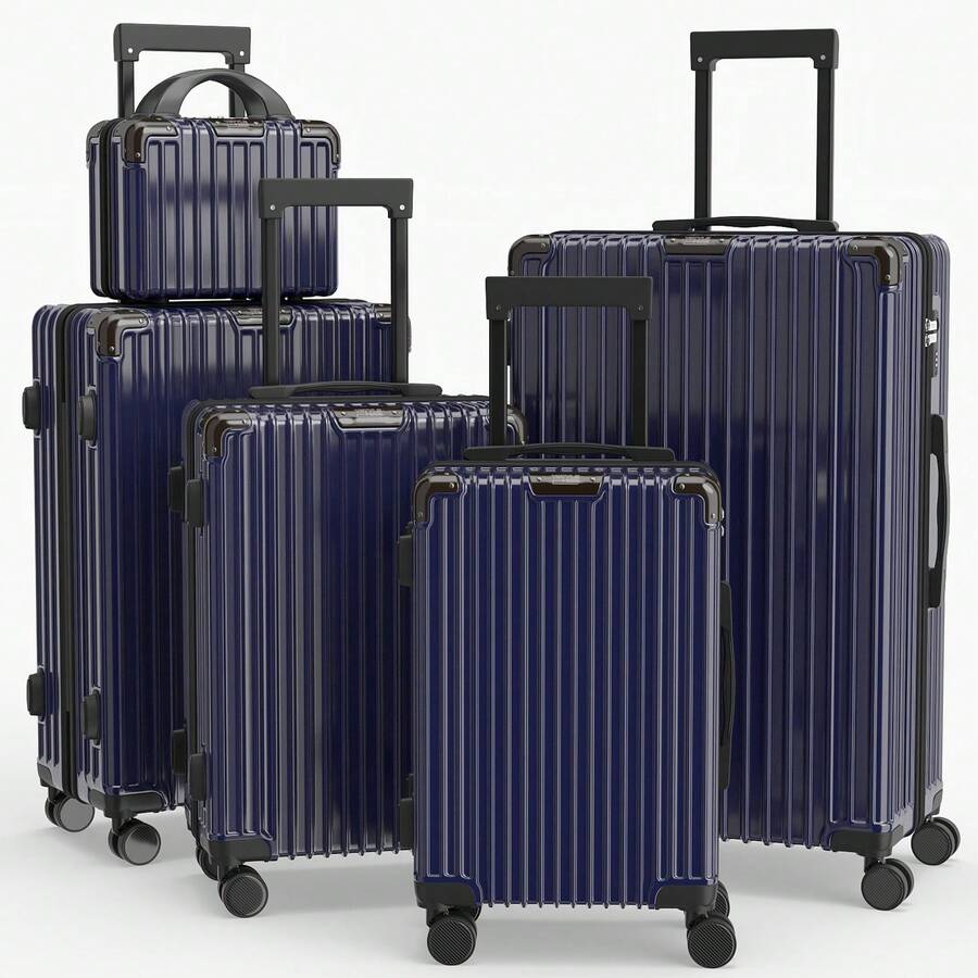 YSTYLE Suitcase Available In Various Colors Made Of PVC Material With Combination Lock And Silent Universal Wheels, Suitable For Storing Clothes For Business Trips, Boarding And Student Boarding. - Dark Blue - View 1