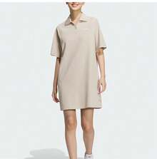 Adidas 休閒女士翻領修身透氣連身裙 - 淺卡其 - 查看 1