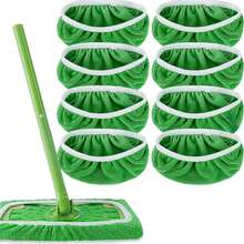 可重复使用的拖把，兼容扫地拖把，干湿两用平板拖把套，可水洗，适用于硬木地板