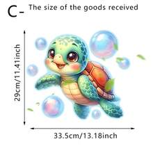1/3片装可爱夜光海龟墙贴，适用于浴室、卧室、客厅装饰，防水PVC自粘材质，易于清洁 - 彩色 - 查看 12
