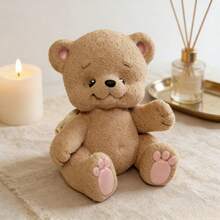 可爱天使熊粉色爪垫硅胶蜡模 - DIY香薰蜡烛及装饰蜡烛工具，情人节、母亲节、圣诞节、生日礼物的完美之选，可重复使用，易于脱模 - 坐立招手小熊模具 - 查看 5