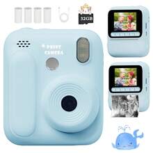 儿童即时打印相机，即时拍照，益智学习玩具，便携相机玩具，带视频和音频的自拍数码相机，适合3-12岁儿童的绝佳生日和节日礼物 - 彩色 - 查看 1