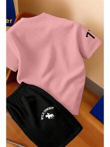 Men's T-Shirt And Shorts Set - New Summer Collection - Modern - Premium Cotton - 淺粉色 - 查看 2